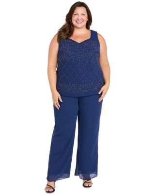 Plus Size Open Front Jacket, Camisole & Pants, 3-Piece Set