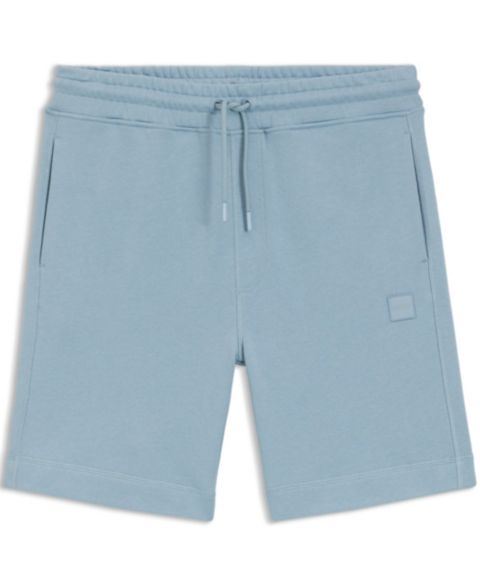 Мужские шорты Hugo Boss Cotton-Terry Logo Patch, цвет: Синий