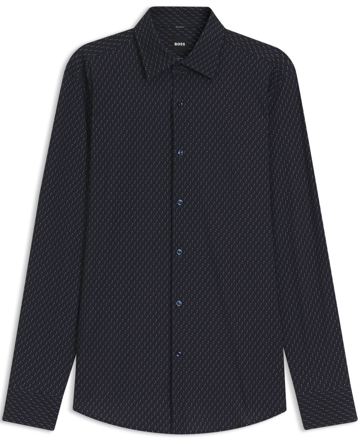 Мужская рубашка Hugo Boss Performance-Stretch Slim-Fit Dress Shirt, цвет: Тёмный синий — фото 3