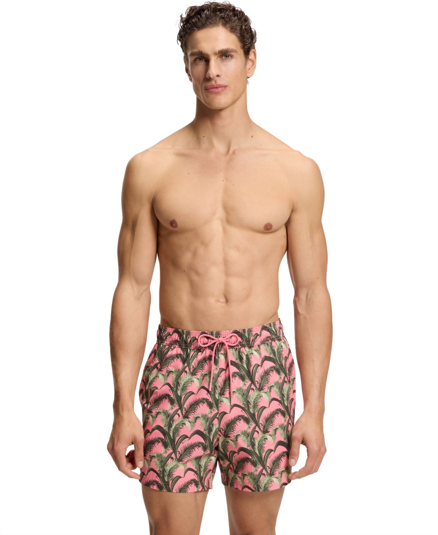 Пляжные шорты All-Over для мужчин — Hugo Boss, цвет: Розовый — фото 1