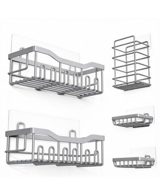5-Piece Stainless Steel Shower Organizer Set for Bathroom Storage