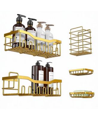 5-Piece Stainless Steel Shower Organizer Set for Bathroom Storage