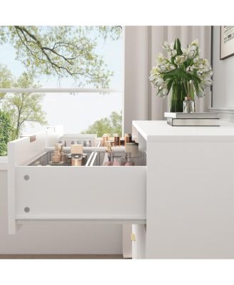 Modern 6-Drawer Dresser with Wavy Pattern Panels