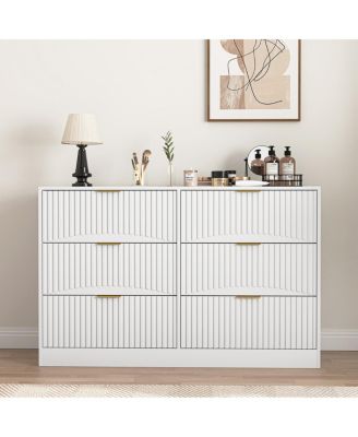 Modern 6-Drawer Dresser with Wavy Pattern Panels