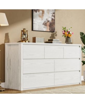 7-Drawer Dresser for Bedroom, Wide Handle-Free Wooden Chest of Drawers