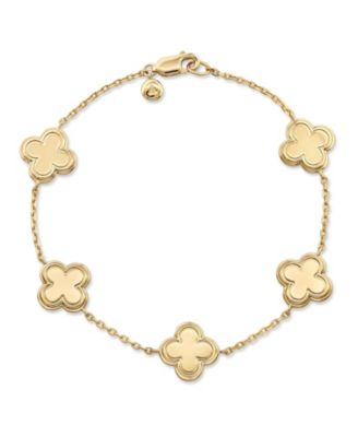 Contour-lined Clover Bracelet in Gold Plated Sterling Silver, Medium 7.5 in