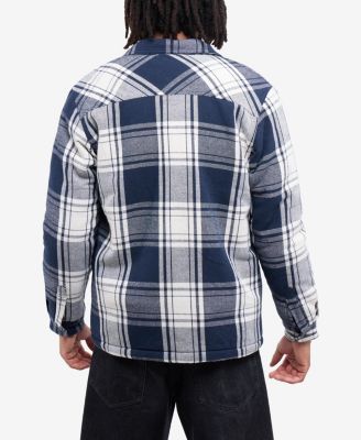 X RAY Men's Cotton Plaid Flannel Button-Up Shirt Jacket With Faux Shearling Lining