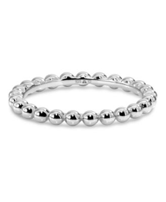 Beaded Ball Ring in Rhodium Plated Sterling Silver, Size 6