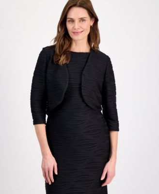 Women's Wave Knit 3/4-Sleeve Shrug, Regular & Petite