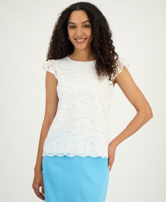 Women's Lace Flutter-Sleeve Top, Regular & Petite