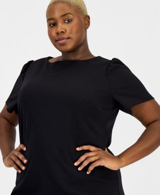 Plus Size Colorblock Short-Sleeve Shift Dress