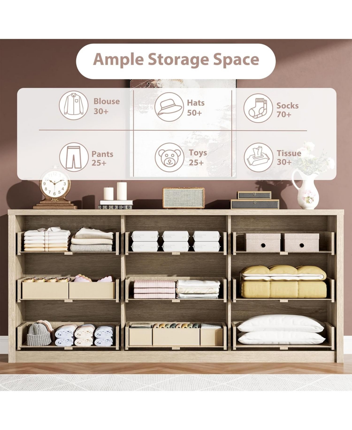 gaomon 9-Drawer Dresser for Bedroom, Wide Modern Wooden Storage Chest for Living Room & Entryway