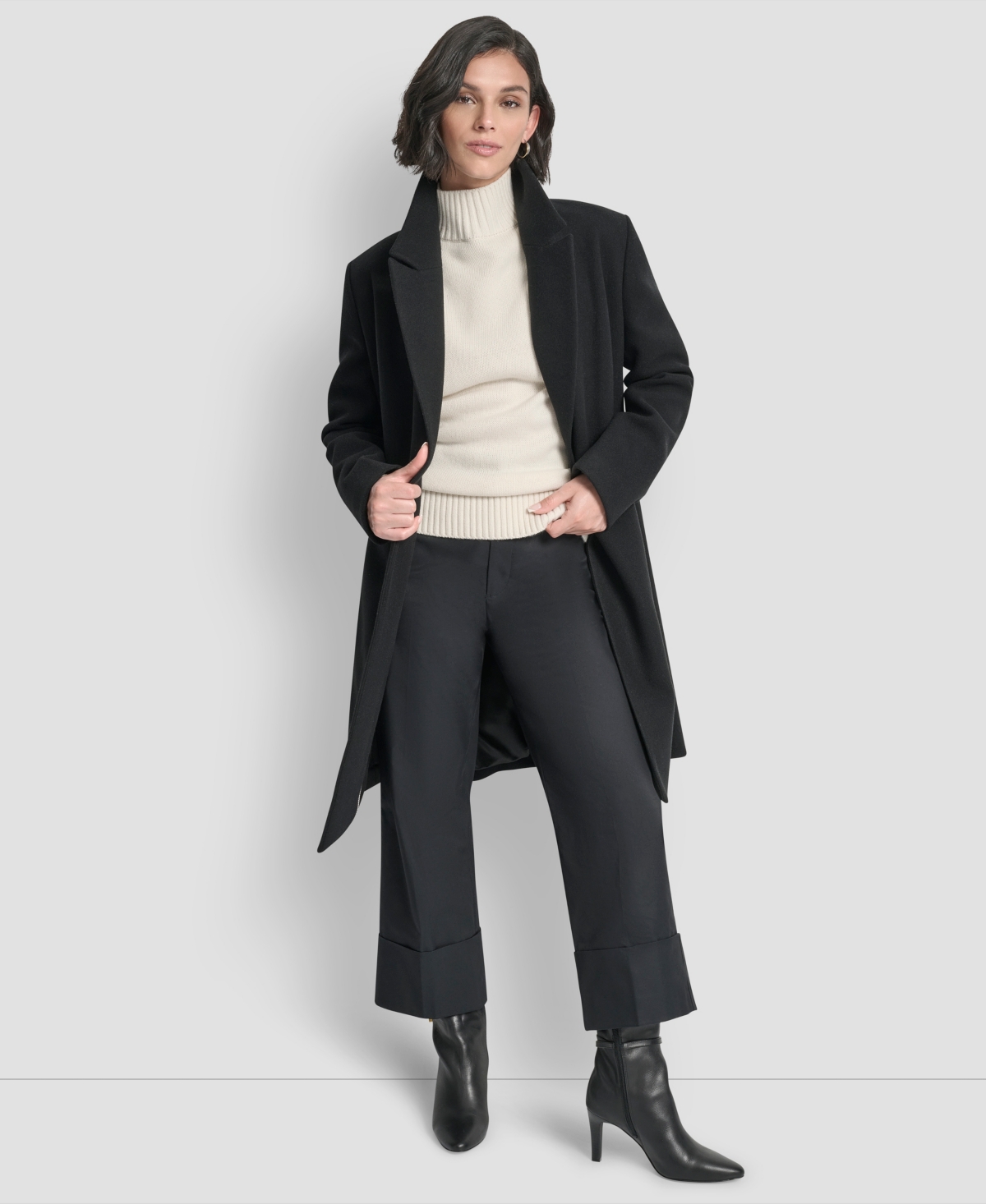 Dkny Women's Sams Double-Breasted Notch Collar Coat