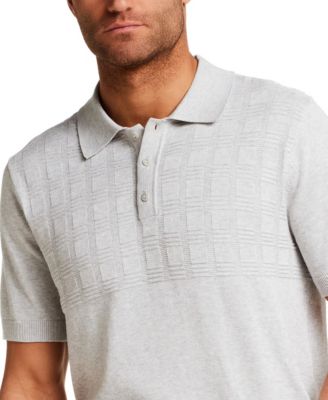 Men's Short-Sleeve Grid Yoke Polo Sweater