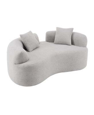 Curved Loveseat Sofa - Teddy Velvet, No-Assembly, 350 lbs Capacity