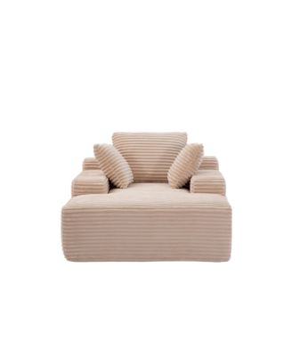  Modern Striped Faux Fur Lounge Chair with Ergonomic Design