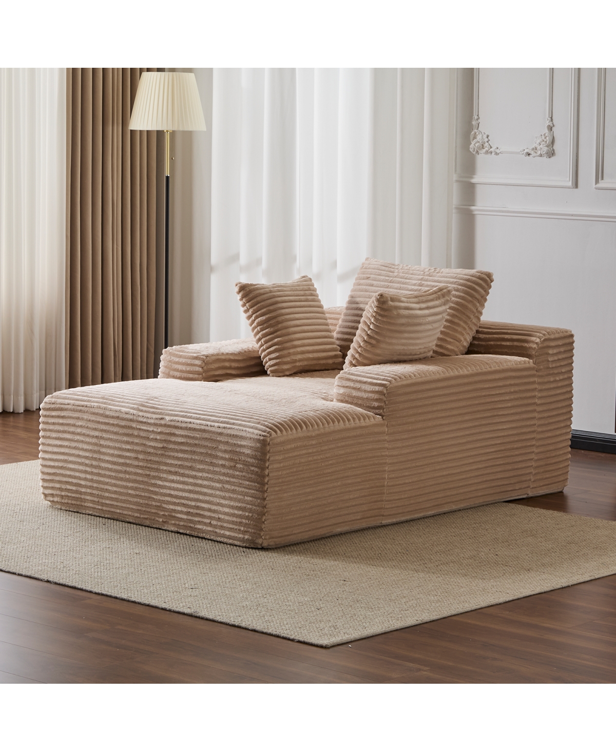 Streamdale Furniture Modern Striped Faux Fur Lounge Chair with Ergonomic Design