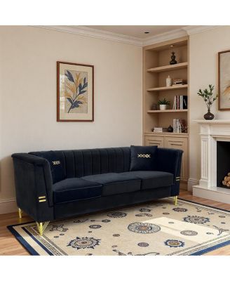  Modern Velvet Sofa with Vertical Channel Tufting