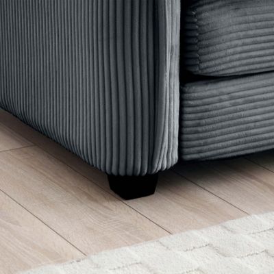  Armless Deep Seating 2-Seater Corduroy Sofa, Gray Fabric