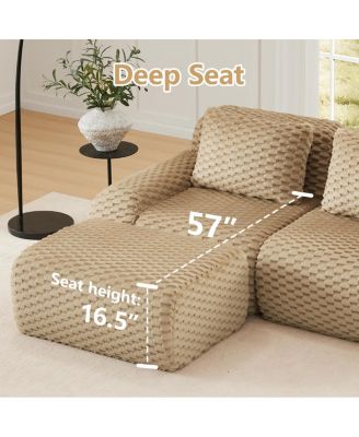  Modern L-Shaped Flannelette Sectional Sofa with Movable Ottoman