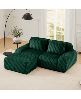 82" L-Shaped Flannelette Modular Sectional Sofa with Movable Ottoman