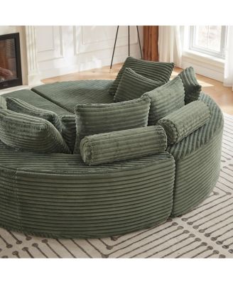 Corduroy Oversized Recliner, Converts to 2 Recliners, Sofa Bed, Neck Pillow