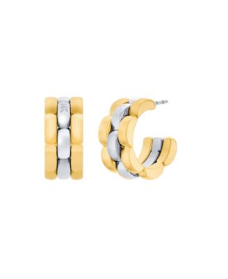 Two-Tone Link Hoop Earrings