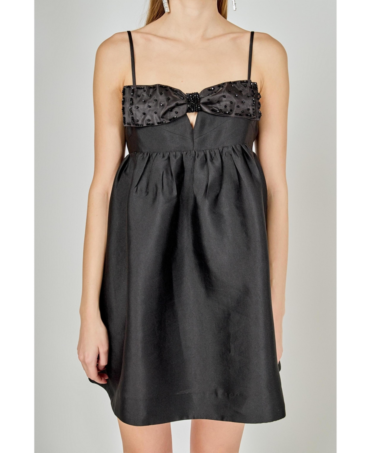 endless rose Women's Bead Embellished Bow Mini Dress