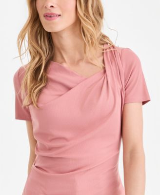 Women's Short Sleeve Asymmetric-Neck Top