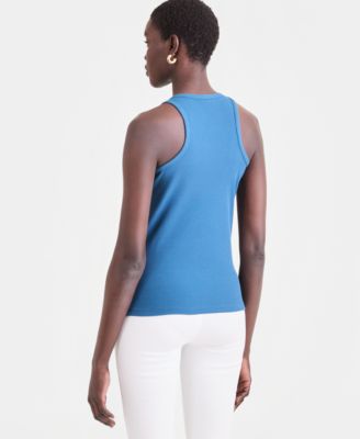 Women's Rib Knit Hardware-Trim Tank Top