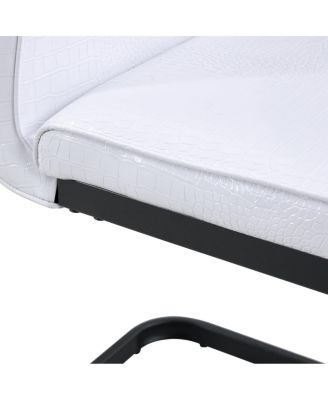 Set of 4 Retro Alligator Upholstered Dining Chairs with Crystal Buckle