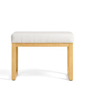 Shoe-changing bench with wooden frame and cushioned seat - Beige