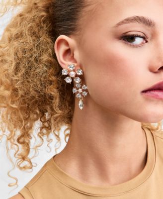 Crystal & Imitation Pearl Flower Statement Earrings