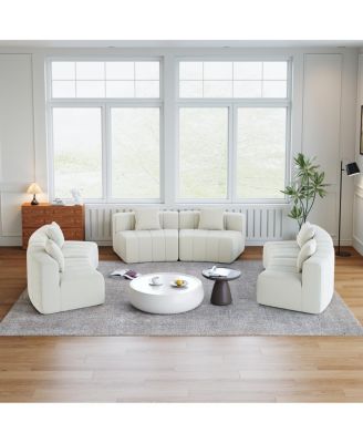 Chenille curved sectional sofa with 6 pillows, modular semi-circular sofa for any room