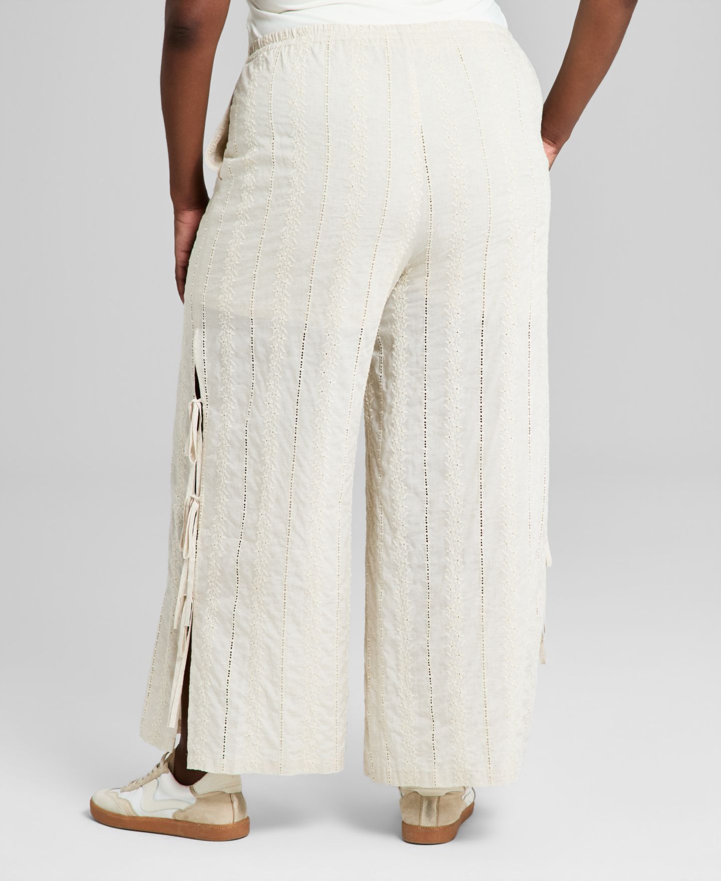 Женские брюки And Now This Trendy Plus Size Embroidered Wide-Leg, цвет: Рыжевато-коричневый — фото 4