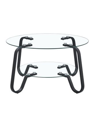 Retro minimalist metal frame glass coffee table