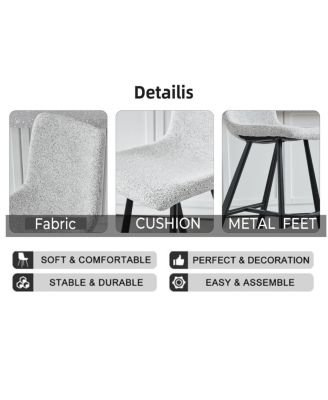 Modern Fabric Bar Stool with Metal Legs
