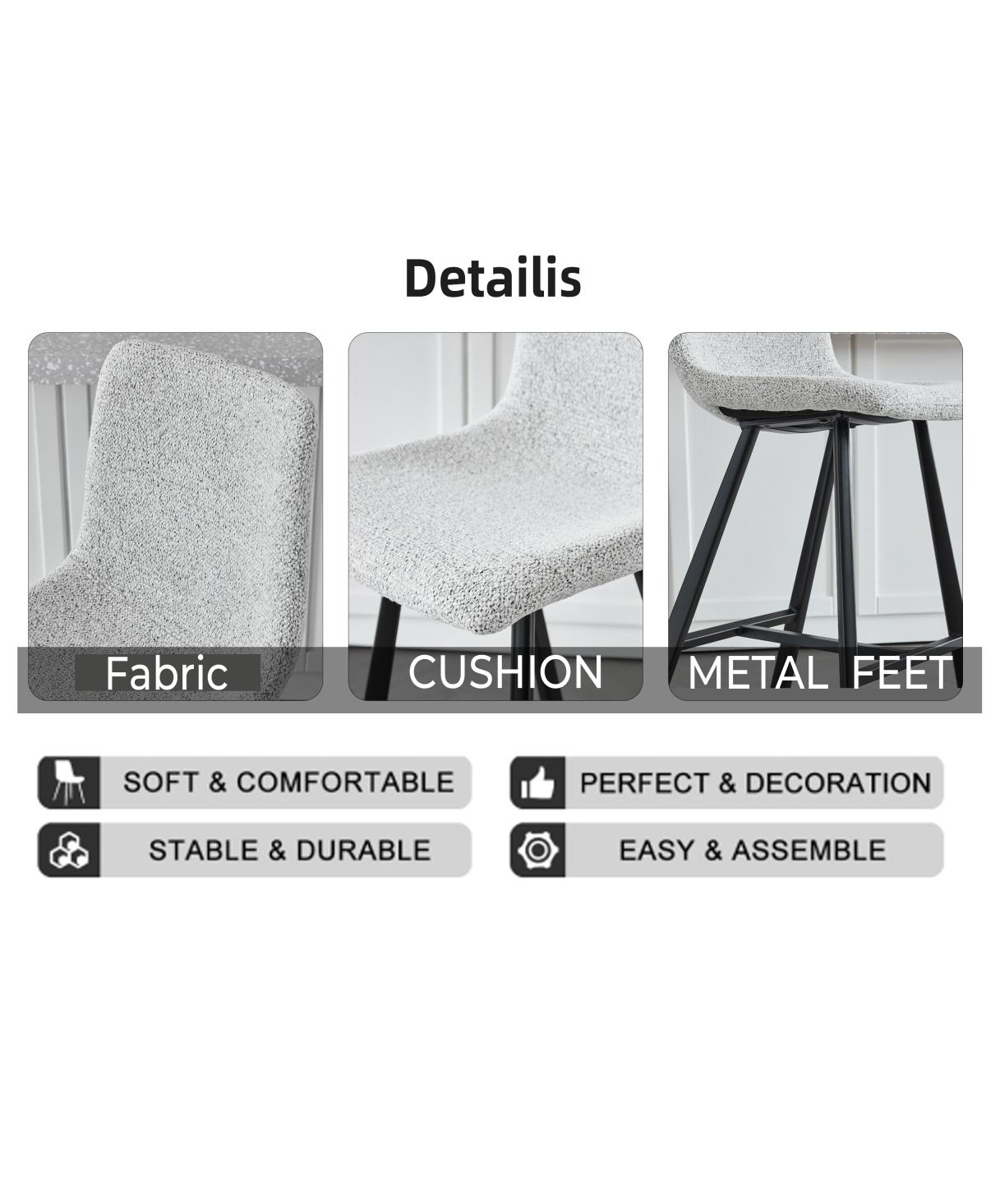 Streamdale Furniture Modern Fabric Bar Stool with Metal Legs