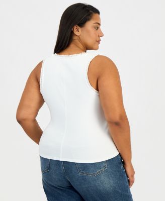 Trendy Plus Size Lace-Trim Tank Top