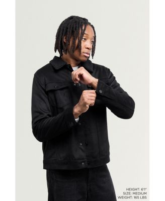 Men's Faux Suede Jacket With Faux Fur Collar