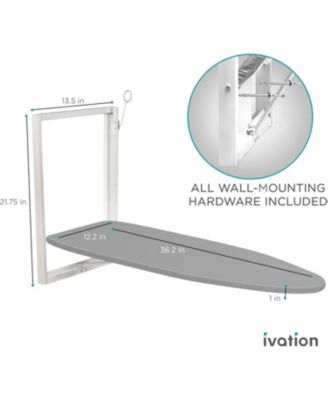 Wall-Mounted Ironing Board, Foldable Iron Board with Iron Holder, Space Saving Design