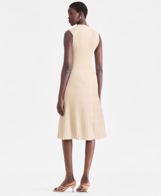 Women's Sleeveless Metallic Rib-Knit Sweater Dress