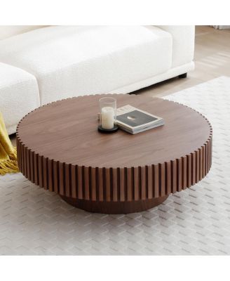 Round Mid Century Modern Coffee Table - Walnut