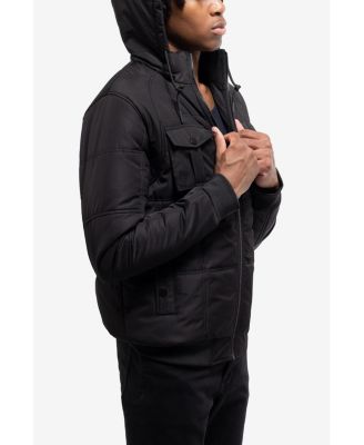 Men's Hooded Puffer Jacket With Patch Chest Pockets