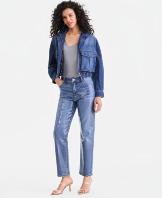 Women's High-Rise Sequin Ankle Jeans