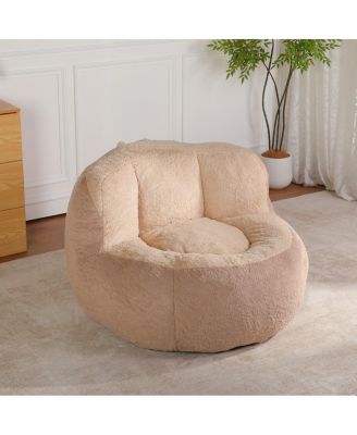 Oversized Multicolor Faux Fur Bean Bag Chair with Shredded Sponge Filling
