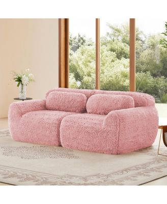 2-seater Modular Sectional Sofa, Plush Fabric, No Assembly, Ergonomic, With Pillows