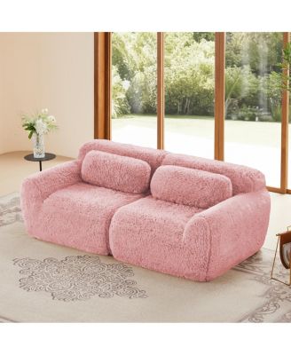 2-seater Modular Sectional Sofa, Plush Fabric, No Assembly, Ergonomic, With Pillows