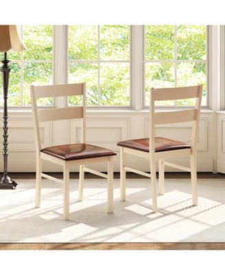 Wooden dining chair with rubber wood frame padded seat for kitchen