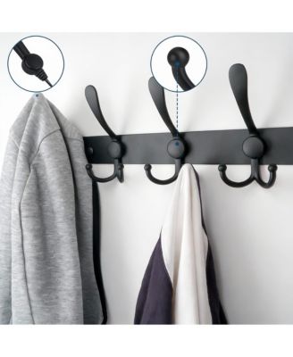 2-pack Premium Wall-Mounted Coat Hanger, 5 Tri-Hooks, All Metal, 11lbs Capacity, Multiple Colors